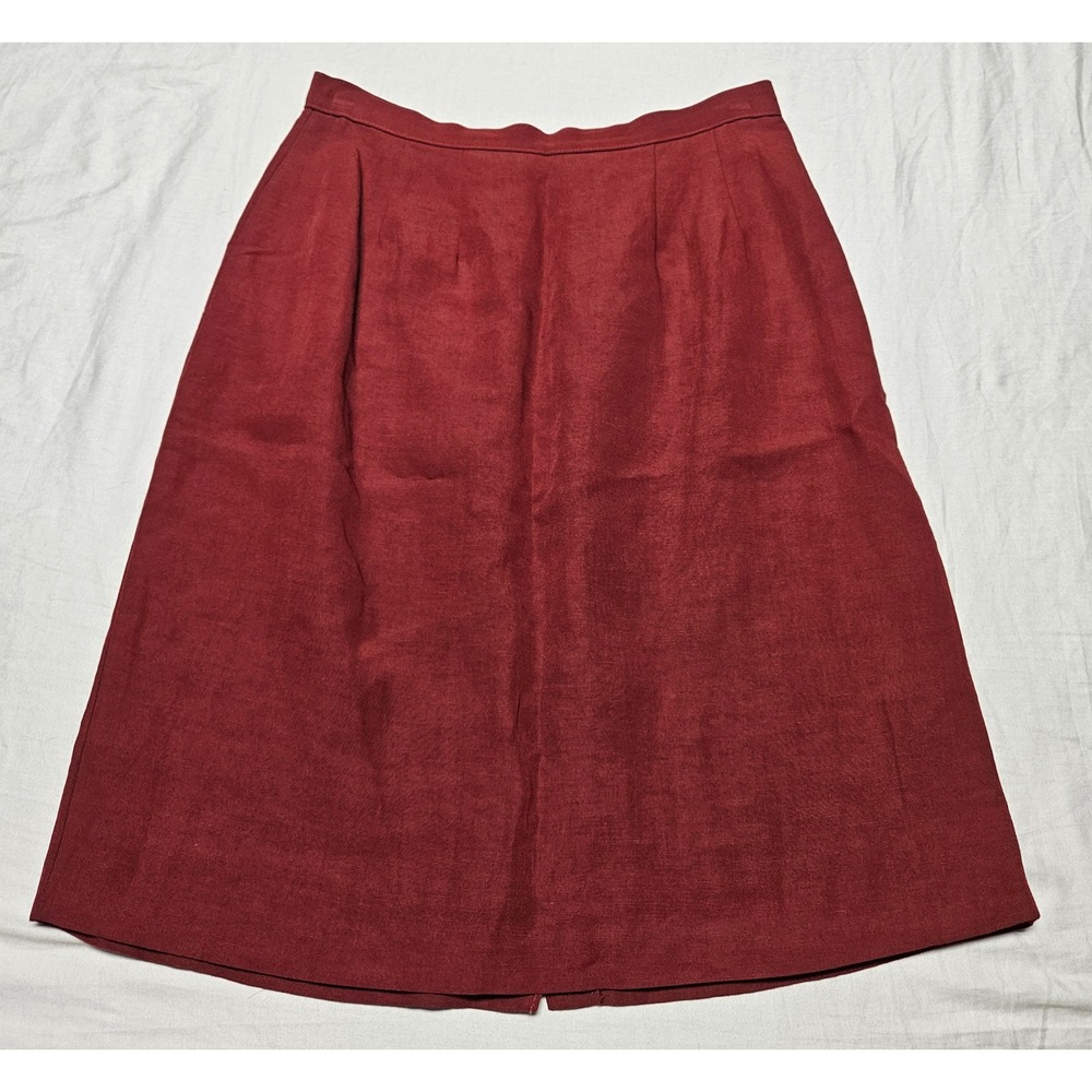 Saks Fifth Avenue The Works Skirt Womens 6 Red Linen Blend A-Line Made in Italy